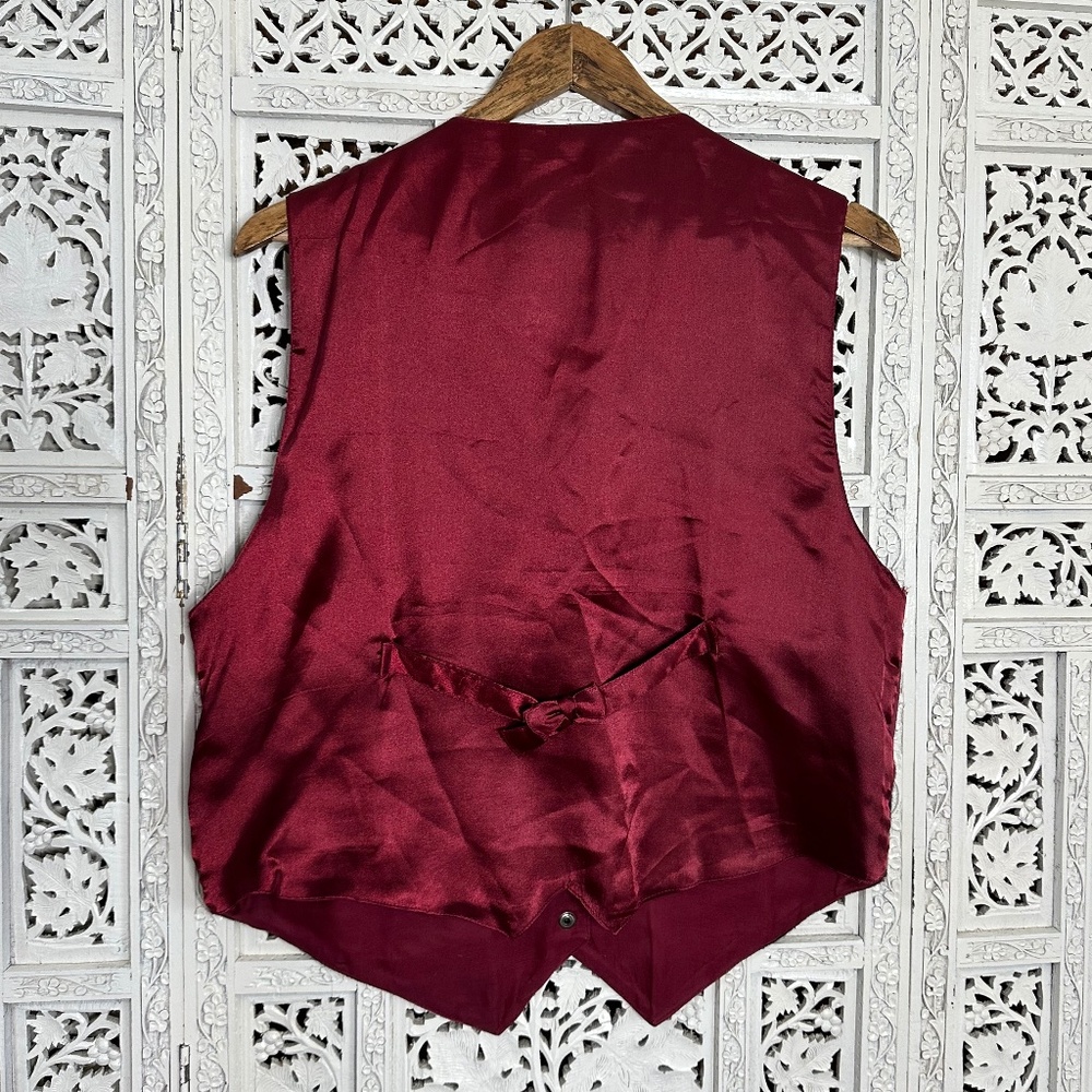 Vintage Wool Suede Leather Western Aztec Snap Button Vest Sz Large - Picture 5 of 10